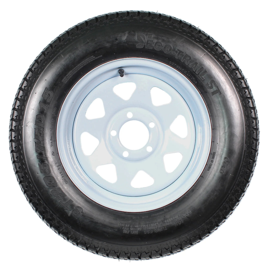 Trailer Tire on Rim ST205/75D15 F78-15 205/75-15 Load C 5 Lug Wheel White Spoke