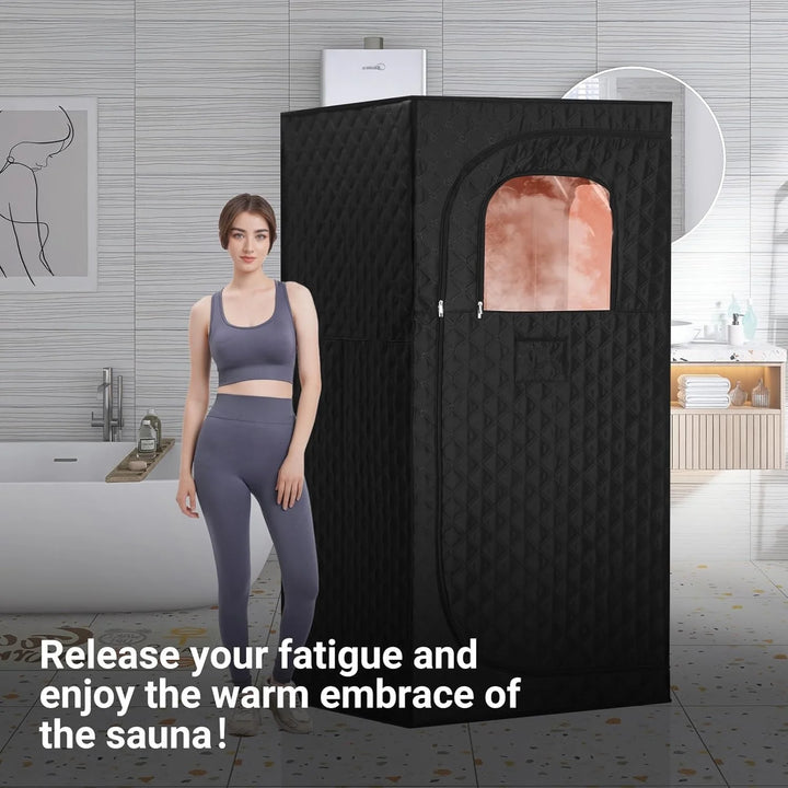 9 Levels Portable Steam Sauna, Indoor Sauna Box with Remote Control for Home, Easy to Install Steam Sauna, Black(31.49"X31.49"X74.8")