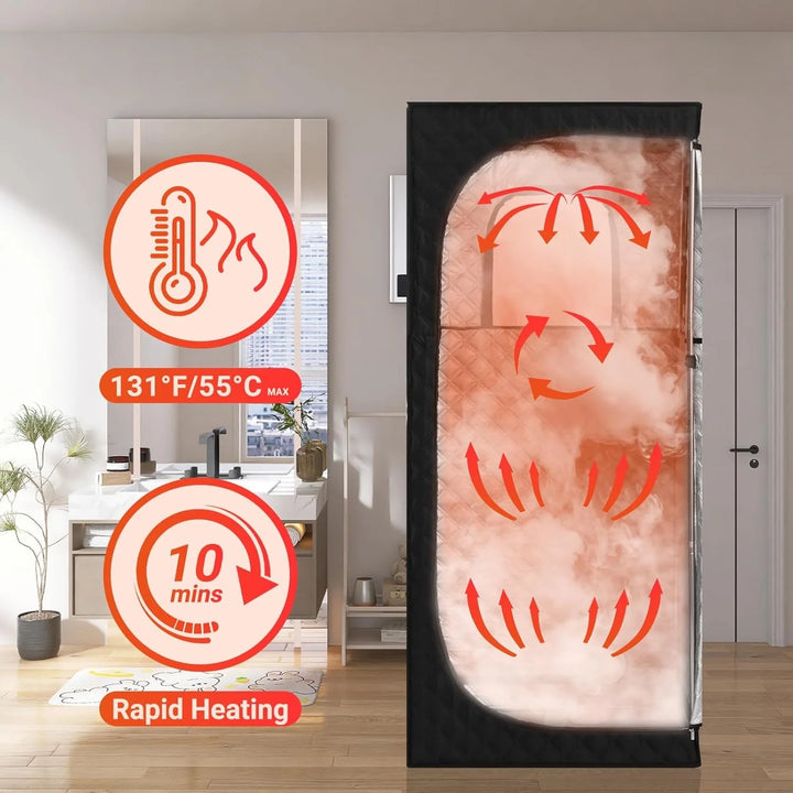 9 Levels Portable Steam Sauna, Indoor Sauna Box with Remote Control for Home, Easy to Install Steam Sauna, Black(31.49"X31.49"X74.8")