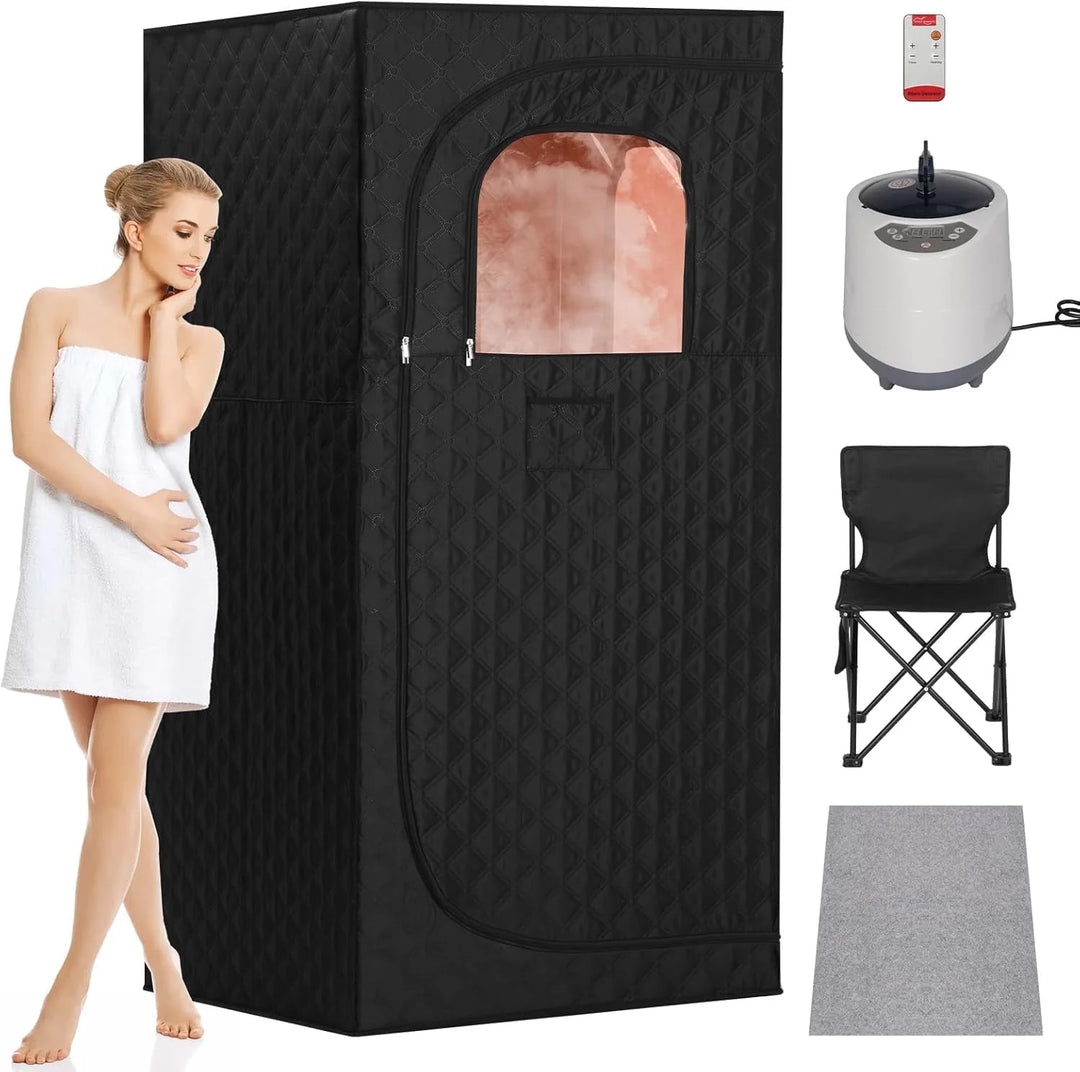 9 Levels Portable Steam Sauna, Indoor Sauna Box with Remote Control for Home, Easy to Install Steam Sauna, Black(31.49"X31.49"X74.8")